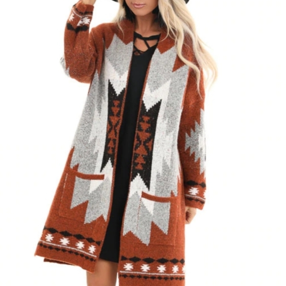 Bohemian Aztec Boho Style Cardigan - Picture 2 of 4